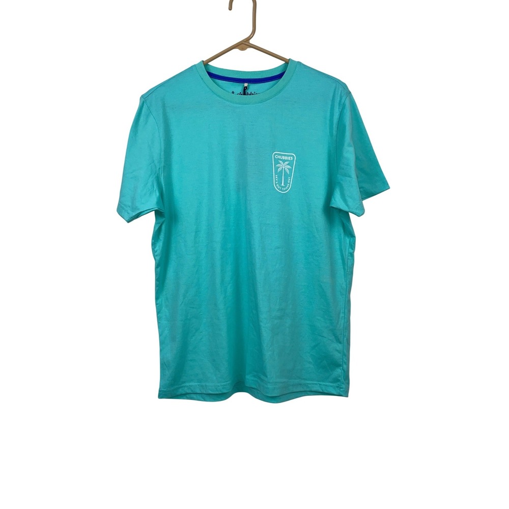 Chubbies Mens Sky's Out Thighs Out Palm Tree Graphic T-Shirt Teal Medium New